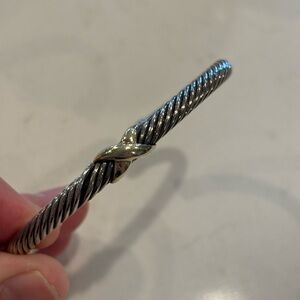 David Yurman cable bracelet, silver and gold detailing, one size fits all
